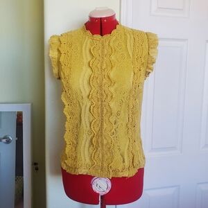 Simplee Golden Yellow Sleeveless Knit Top